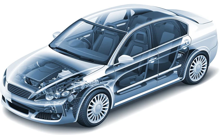 自動車用鍛造パーツが見える透過イラスト